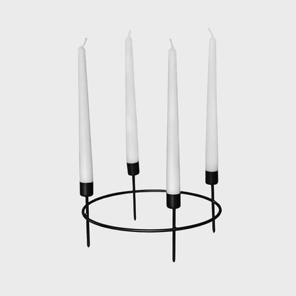 Kerzenhalter Ring Adventskranz 25cm Schwarz mit Kerzen