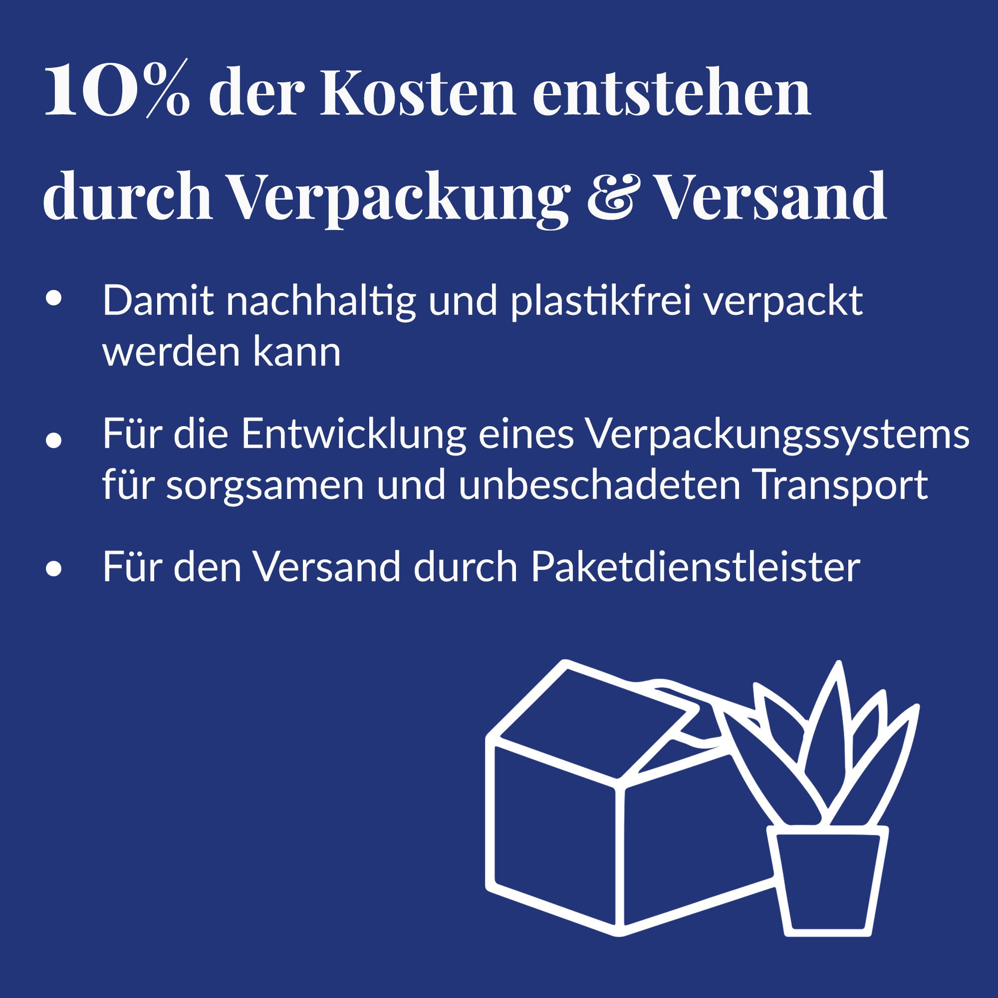 10% Kosten für Verpackung und Versand