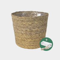 Seegraskorb Natur 19cm mit Lichterkette 40LED