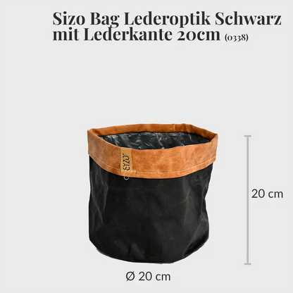 Übertopf für Zimmerpflanzen aus Papier in Lederoptik mit Lederkante